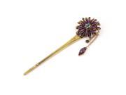 Unique Bargains Retro Style Flower Shape Rhinestone Bling Hairpin Hair Stick Pin Purple