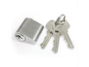 Unique Bargains Silver Tone Cross Keyway Cupboard Security Cylindrical Lock w 3 Keys