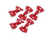 Pet Dog Puppy Dots Pattern Bowknot Grooming Hairpin Barrette Clip 5 Pcs Red