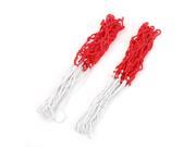 Unique Bargains 2 Pcs 16 Long Durable Nylon Knotted Basketball Nets White Red 12 Loops