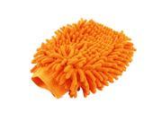 Car Auto Cleaning Tool 2 Sides Orange Microfiber Chenille Mitt Glove 21cm x 18cm
