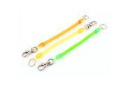 Unique Bargains 3Pcs Lobster Clasp Stretchy Spring Coil Keychain Key Holder Green Yellow Orange