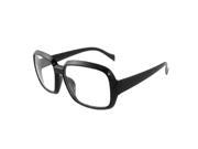 Unique Bargains Unique Bargains Black Wide Temples Rectangle Shaped Lens Plain Glasses for Woman