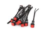 Car Horn Red Black 2 Wires Square Latching Push Button Switch AC 250V 3A 10 Pcs