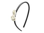 Unique Bargains Toothed Frame Ivory Flower Accent Glittery Rhinestone Bunch Hair Hoop Hairband