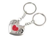 Unique Bargains Pair Metal Silver Tone Heart Key Chain for Lover Couple