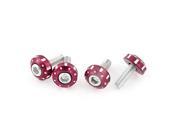4 Pcs Silver Tone Red Alloy Round License Plate Frame Bolt Screw