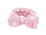 Lady Washable Head Dots Print Bowtie Decor Stretchy Headwear Headband Pink White