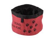 Unique Bargains Camping Travel Pet Dog Cat Puppy Folded Feet Pattern Water Dish Feed Bowl Red Black 15cm Dia