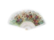 Women Party Plastic Hollow out Frame Hanging D Ring Folding Hand Fan White