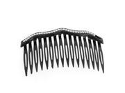 Unique Bargains Lady Girls Black Wave Style Rhinestones Detail 16 Teeth Hair Comb Clip