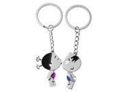 Unique Bargains 2 PCS Little Girl Kiss Boy Lover Couple Key Chain Ring