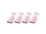 2 Pairs Faux Leather Pet Dog Puppy Protective Adjustable Shoes Pink Size S