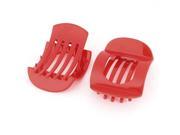 Women Fashionable Teeth Design Red Plastic Hair Clip Claw Hairpin 2 Pieces