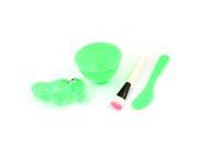 Unique Bargains Girls Cosmetic 4 in 1 DIY Mask Bowl Brush Stick Measuring Spoon Green