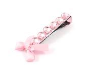 Unique Bargains Pink Plastic Crystal Bowtie Detailing Metal Alligator Hair Clips for Women