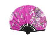 Unique Bargains Floral Pattern Lady Chinese Stylish Folding Hand Fan Fushcia