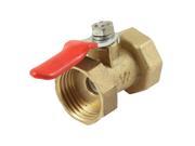 Unique Bargains Female to Female 1 2NPT Threaded Red Lever Handle Brass Ball Valve