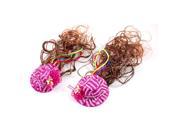 Unique Bargains Little Girls Rose Hat Clip Brown Curly Wig Hairpieces