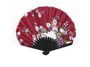 Black Ribs Date Red Floral Printed Foldable Hand Fan
