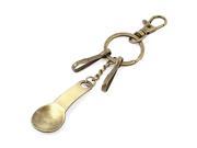 Metal Spoon Shaped Pendant Lobster Clasp Keychain Keyring Keyfob Bronze Tone