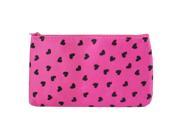 Unique Bargains Women Hearts Printed Makeup Portable Cosmetic Bag Organizer Black Fuchsia