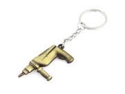 Retro Style Machine Gun Shape Dangling Pendant Keychain Keyring Bronze Tone