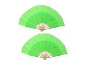 Unique Bargains 2pcs Chinese Style Wedding Party Folding Handheld Dancing Fan Green