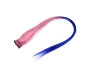 Unique Bargains Lady 19 Length Synthetic Fiber Clip On Hairpiece Ponytail Detail Blue Pink
