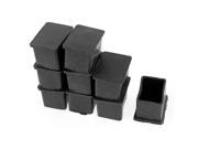 9 Pcs Black Square Rubber Cover Caps Furniture Foot Floor Protectors 32mm x 45mm