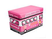 Auto Pink Love Bus Decor Non Woven Fabric Foldable Cosmetic Storage Box Bag