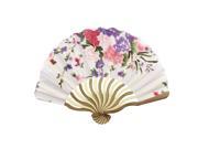 Japanese Style Flower Printed Bamboo Rib Foldable Hand Held Fan Gift Decoration