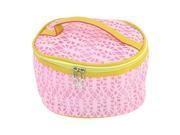 Unique Bargains Pink Hollow out Dual Zippered Portable Sundry Makeup Pouch Cosmetic Bag for Lady