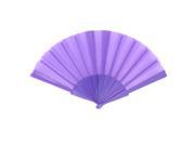 Unique Bargains Purple Plastic Frame Fabric 9 Length Folding Hand Fan Gift for Unisex