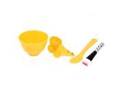 Home DIY Bowl Brush Spoon Beauty Face Mask Outfit Kit 4 in 1 Set Yellow