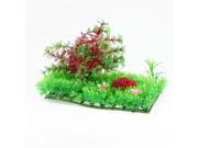 Unique Bargains Fish Tank Decorative 7.9 High Crimson Green Plastic Plants Rectangular Lawn