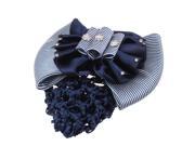 Unique Bargains White Navy Blue Striped Bowknot Decor Hair Clip Barrette for Women