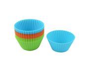 Unique Bargains Blue Red Green Silicone Sunflower Style Cake Maker Mold 12 Pcs for Kitchen