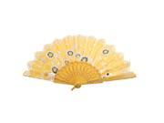 Hollow Out Frame Sunflower Butterfly Pattern Floral Rim Hand Fan Yellow