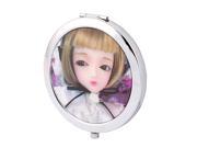 Unique Bargains Woman Portable Double Sided Folding Pocket Cosmetic Mirror Silver Tone