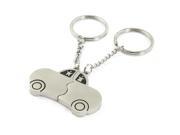 Unique Bargains Double Side Car Dangling Metal Split Rings Keychain Pair for Lovers
