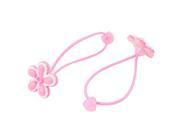 Unique Bargains Lady Flower Bead Decor Elastic Hair Ties Rubber Bands Ponytail Holder Pink Pair