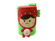 Unique Bargains Red Green Cartoon Detachable Strawberry Plush Gadget Storage Trinket Box