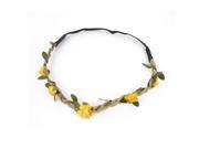 Unique Bargains Ladies Girl Hairstyle Woven Strap Yellow Floral Decor Stretchy Hairwear Headband