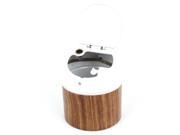 Portable Metal Slant Flap Lid Cylinder Shaped Ashtray for Car White Brown