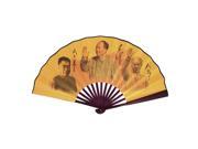 Unique Bargains Burgundy Bamboo Frame People Printed Handheld Collapsible Hand Fan