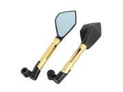 Pair Gold Tone Black Frame Pentagon Lens Wide Angle Motorcycle Rearview Mirror