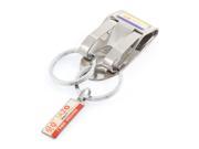 Stainless Steel Double Keyrings Waist Belt Clamp Keychain Silver Tone