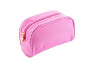 Women Portable Nylon Zippered Makeup Cosmetic Bag Amaranth Pink