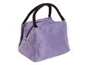 Unique Bargains Lady Stripe Pattern Cosmetic Bag Makeup Pouch Holder Case Purple